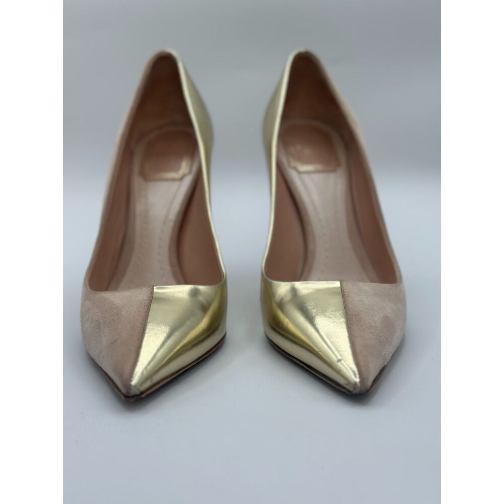 Christian Dior Nude Suede Gold Heel Pumps Size 38.5 - Picture 3 of 8